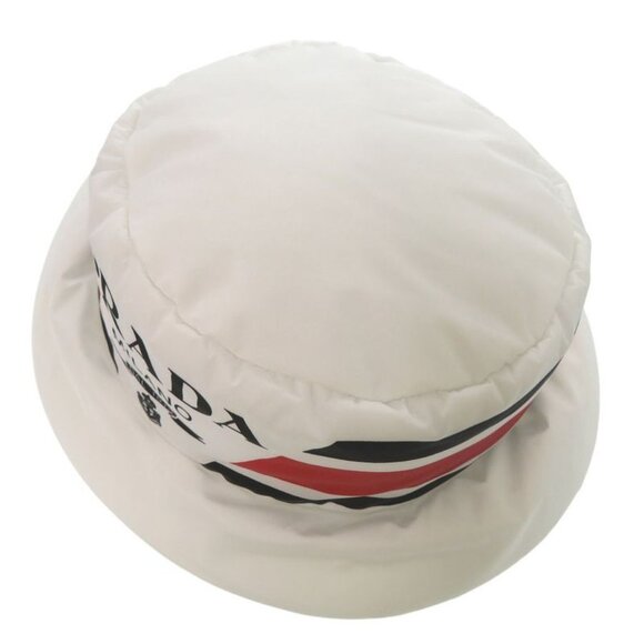 Prada Re Nylon Logo Print Volume Bucket Hat Polyester Polyamide White 0674 main image 8